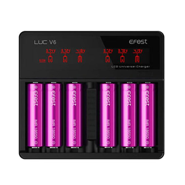 Efest LUC V6 LCD & USB 6 Slots Charger Carry Vape ®️