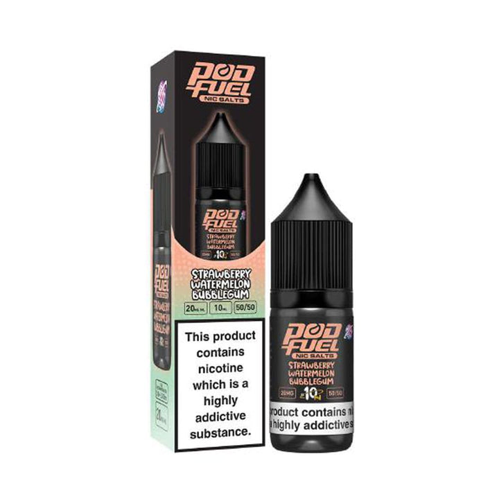 Pod Fuel Strawberry Watermelon Bubblegum 10ml Nic Salt E Liquid Carry Vape ®️